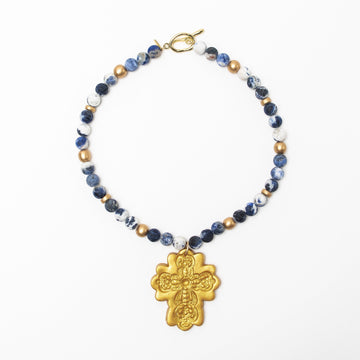 Blue Sodalite with Cherrie Cross