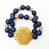 Blue Lapis Double Strand with Jerusalem Cross