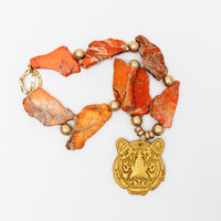 Orange Jasper Nuggets with Tiger Necklace