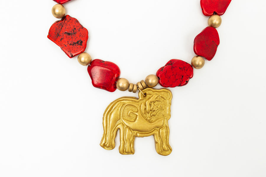 Red Nuggets with Bulldog Necklace