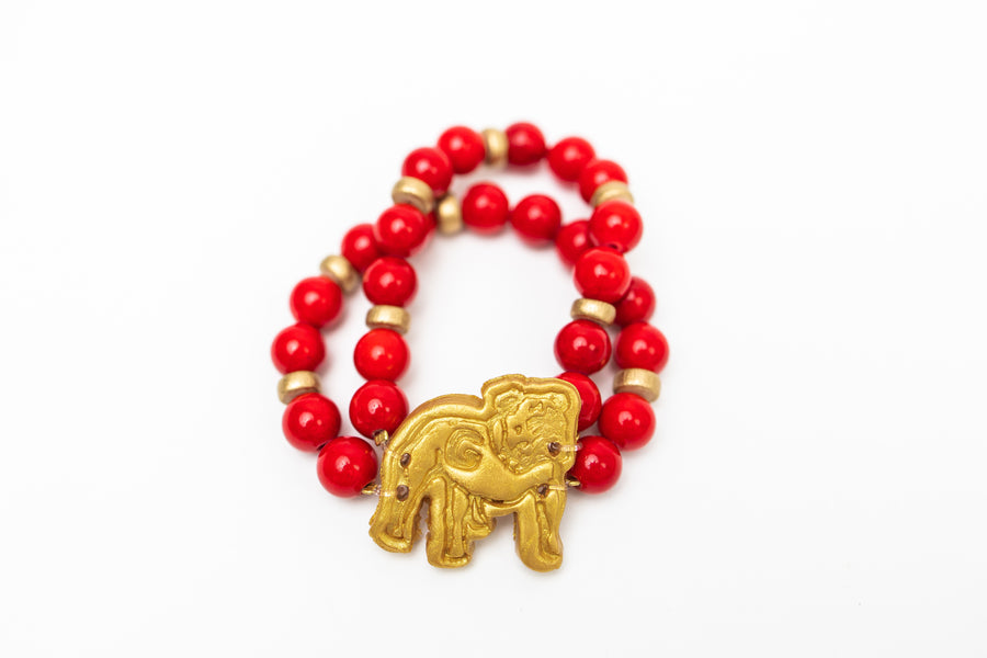 Red Jade Bulldog Bracelet