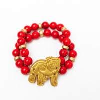 Red Jade Bulldog Bracelet