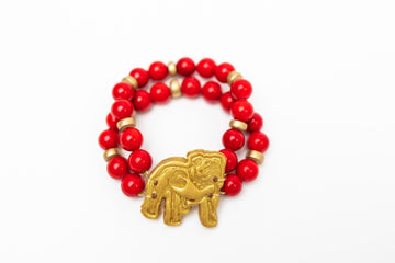 Red Jade Bulldog Bracelet