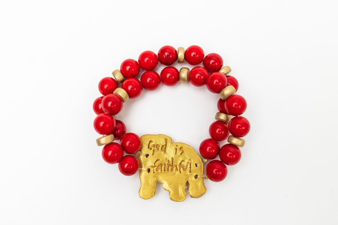 Red Jade Bulldog Bracelet