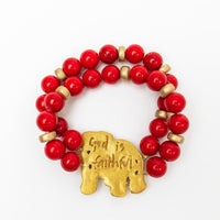 Red Jade Bulldog Bracelet