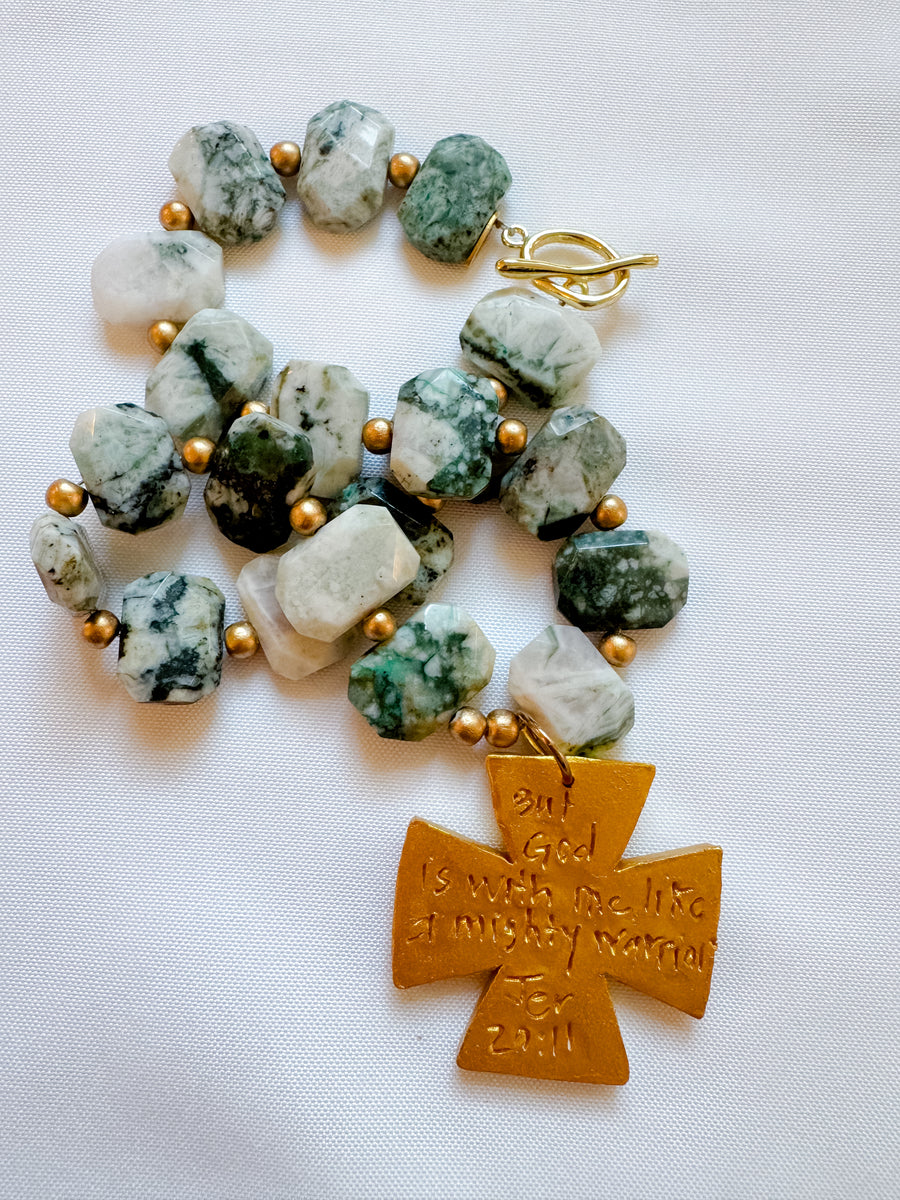 Neutral Green and White Rectangle nuggets with Anna