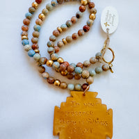 Light Blue Sea Jasper with Jerusalem Cross