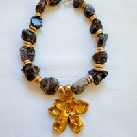 Smokey Quartz with Camellia