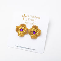 Tiny Gardenia Studs- Purple