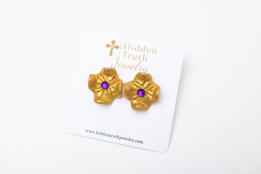 Tiny Gardenia Studs- Purple