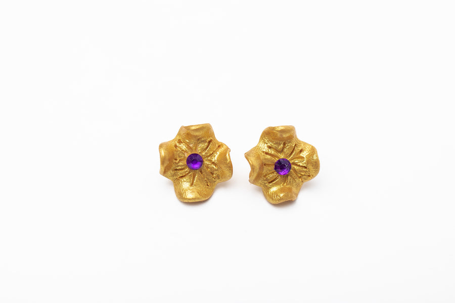 Tiny Gardenia Studs- Purple