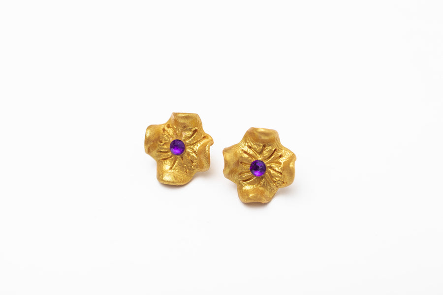 Tiny Gardenia Studs- Purple