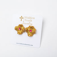 Tiny Gardenia Studs- Pink