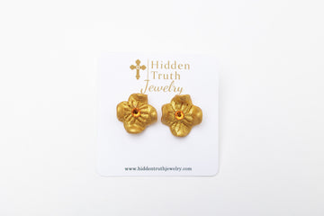 Tiny Gardenia Studs- Orange