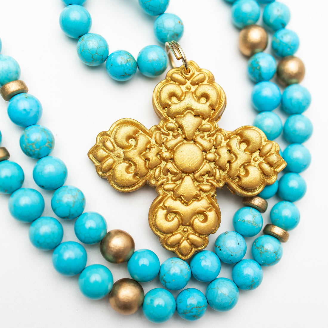 34" Turquoise Jade with Andrea Cross