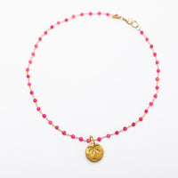 Pink Jade Chain with Palmetto Tree