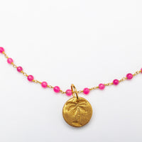 Pink Jade Chain with Palmetto Tree