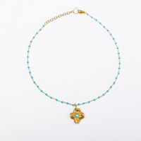 Turquoise Chain with Tiny Gardenia Blossom