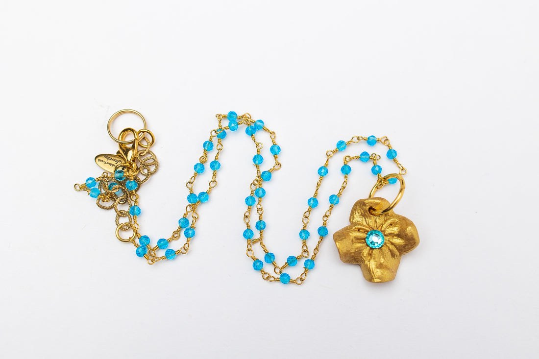 Turquoise Chain with Tiny Gardenia Blossom