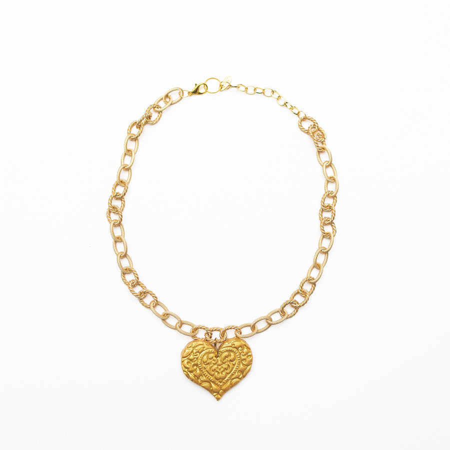 Gold Cable Chain with Heart