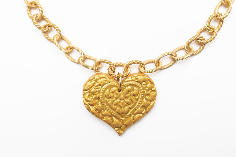 Gold Cable Chain with Heart