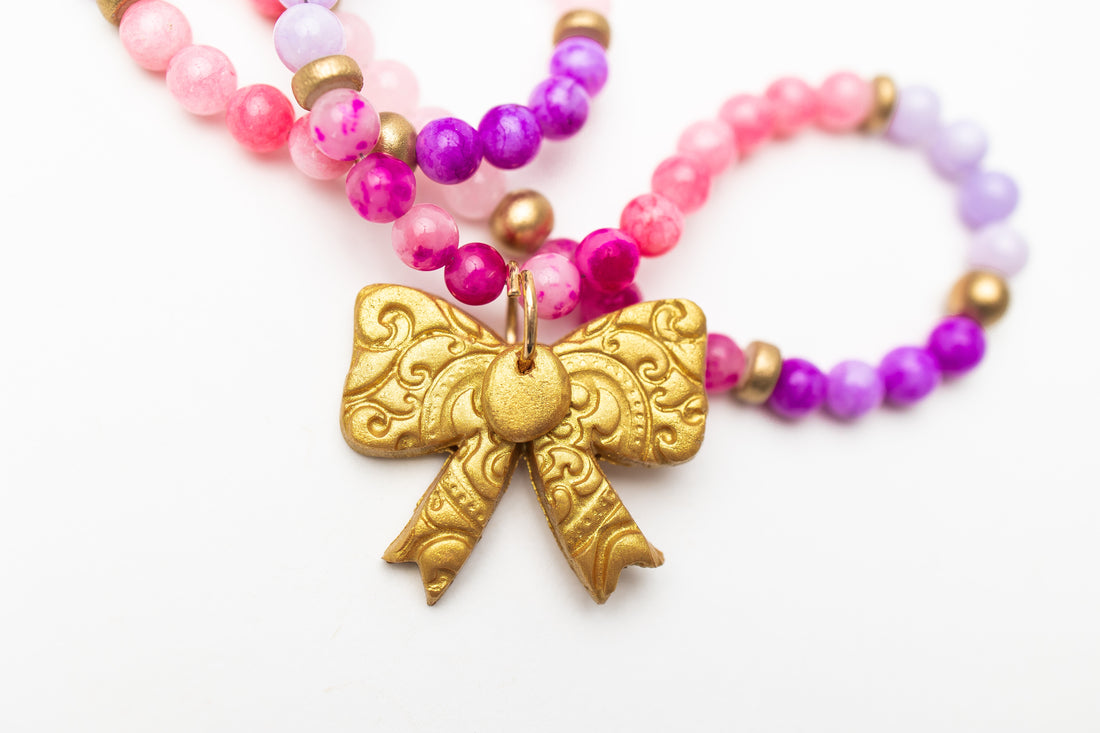 Pink & Purple Jade with Bow