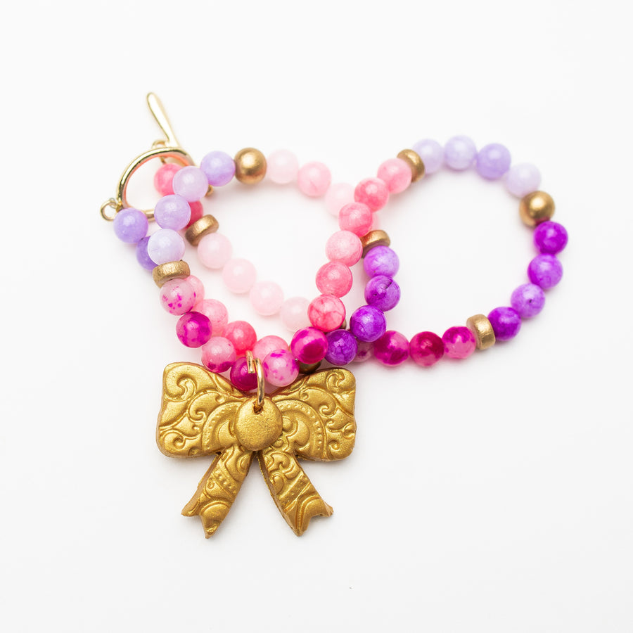 Pink & Purple Jade with Bow