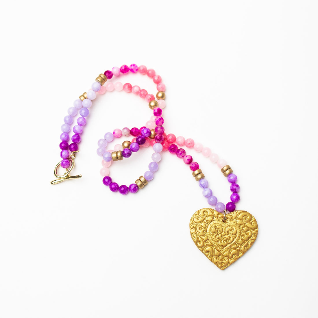 Pink & Purple Jade with Heart