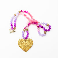 Pink & Purple Jade with Heart