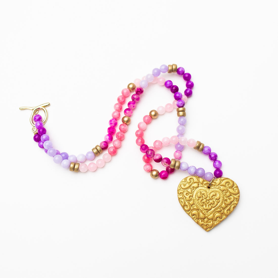 Pink & Purple Jade with Heart