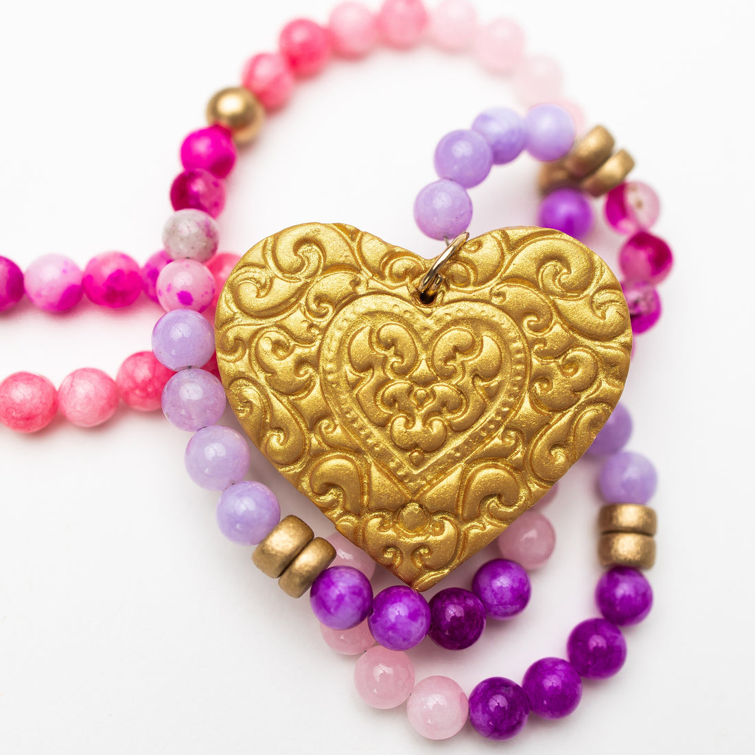 Pink & Purple Jade with Heart