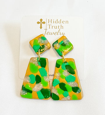 Green Multi Confetti Dangles